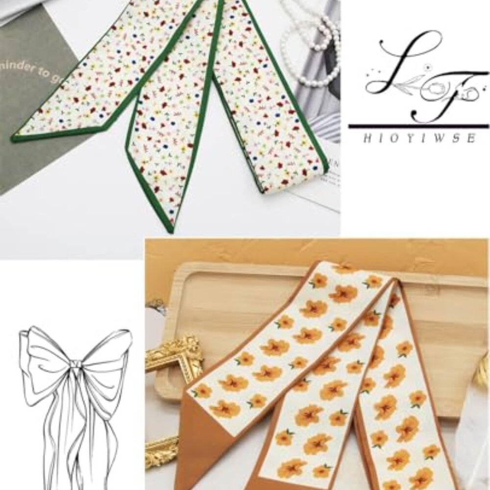 Simulated Silk Scarf Set Versatile Lightweight Ac… - image 4